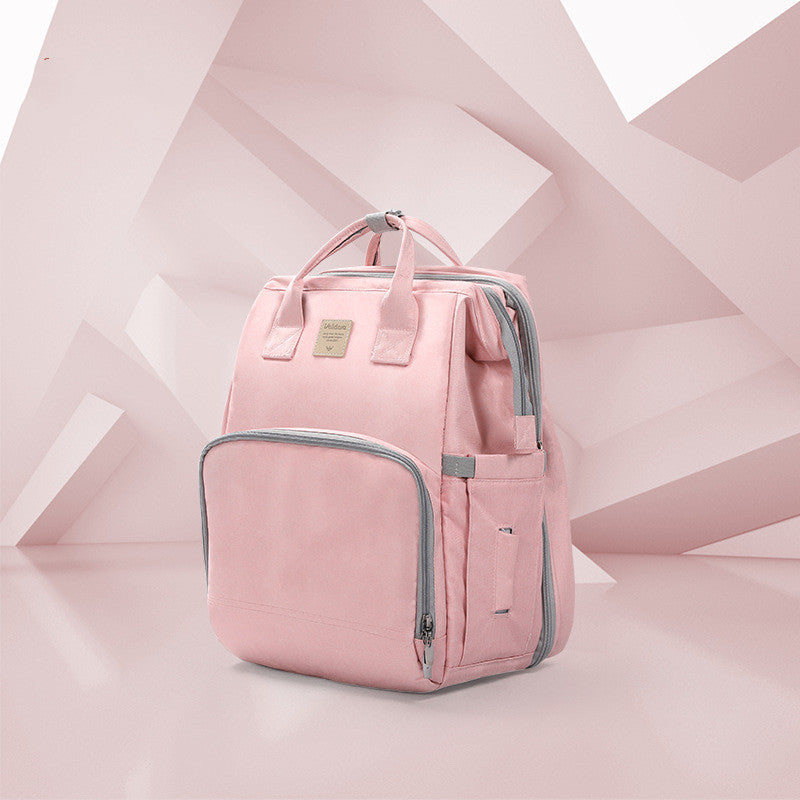 Diaper Backpack with Foldable Baby Bed for Travel