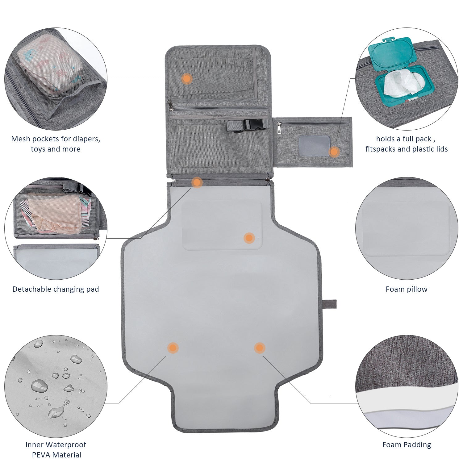 Portable Baby Changing Mat with Pillow